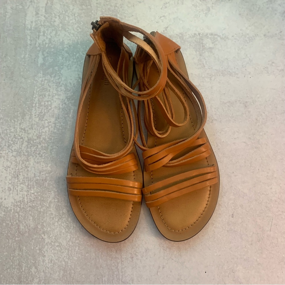 Garnet Hill Italy Leather Strappy Ankle Zipper Sandals - Picture 9 of 12